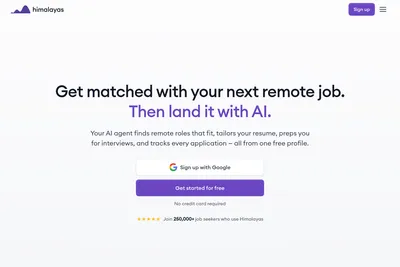Screenshot of the Himalayas homepage