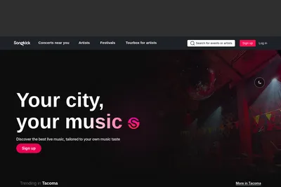 Screenshot of the Songkick homepage