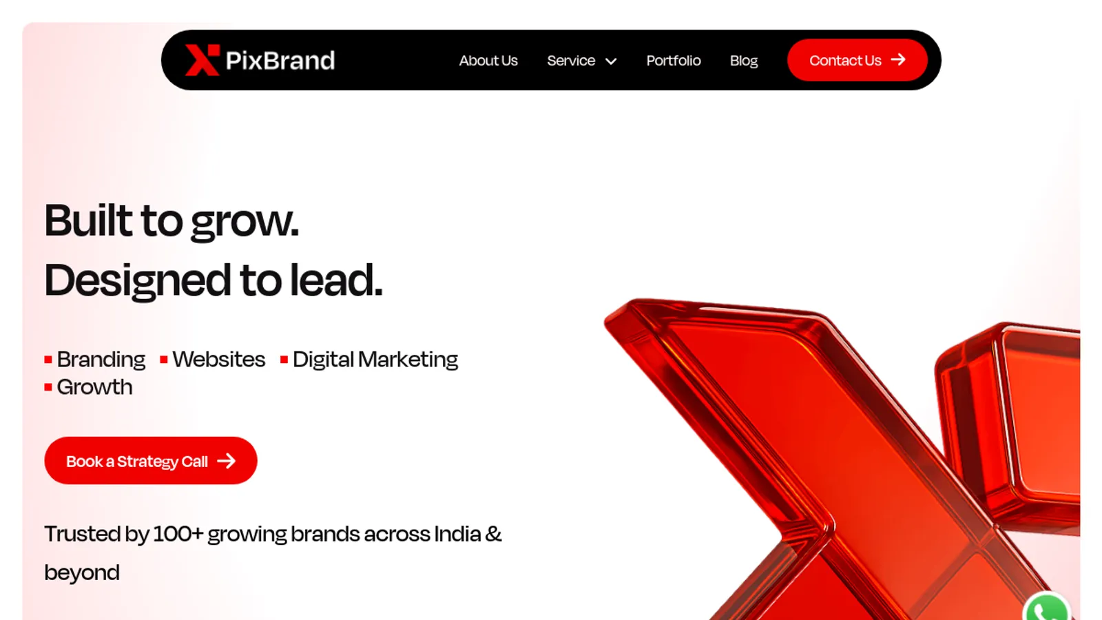 Screenshot of the Pix Brand homepage