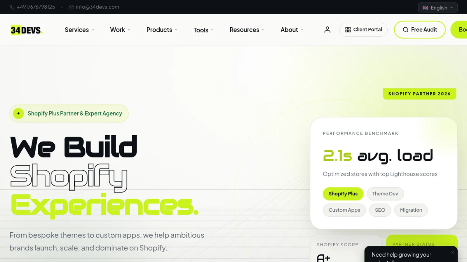Screenshot of the 34devs homepage