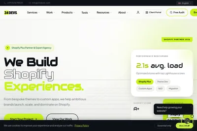 Screenshot of the 34devs homepage
