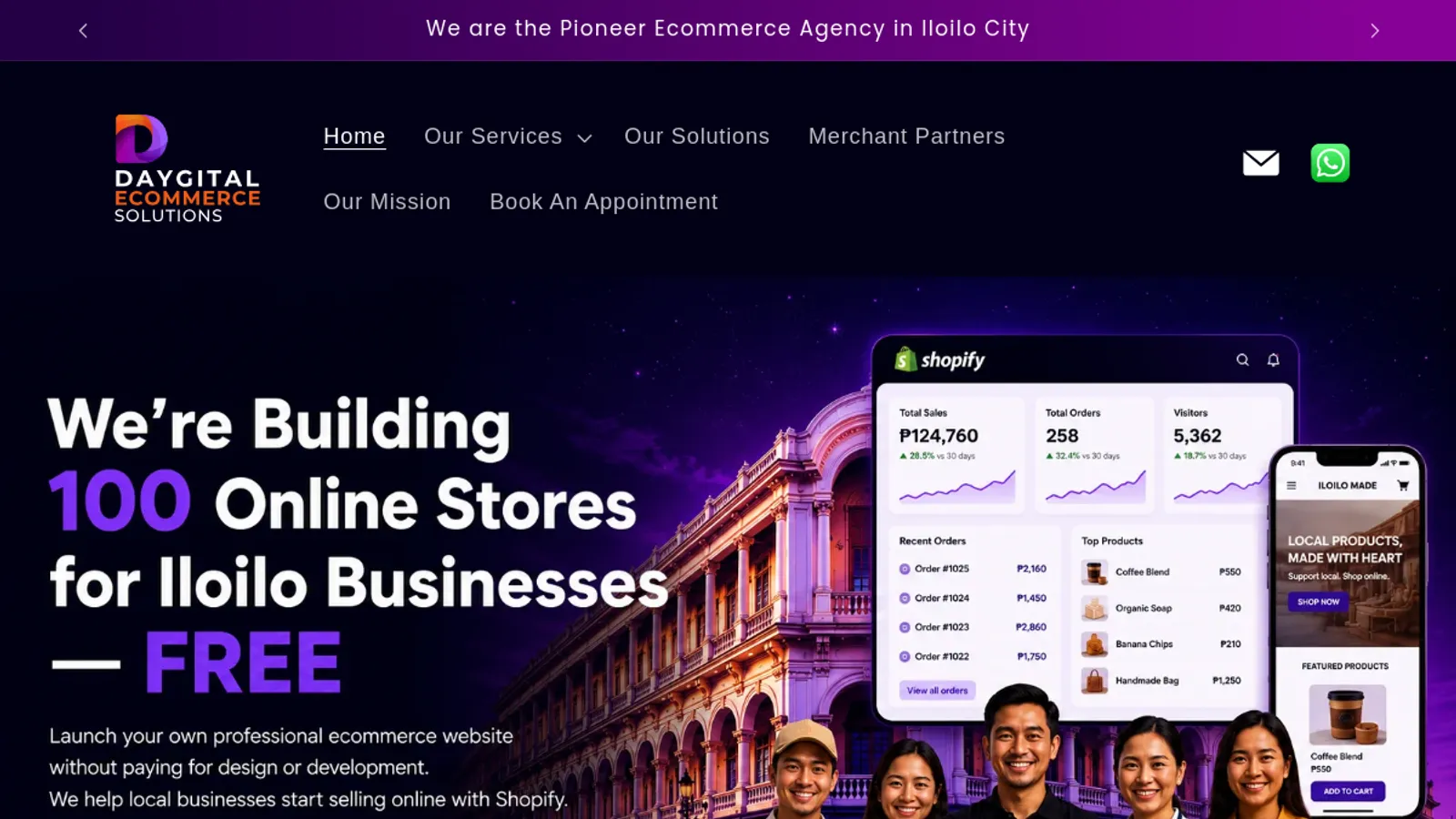 Screenshot of the Daygital Ecommerce Solutions homepage