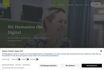 Screenshot of the Unic AG homepage