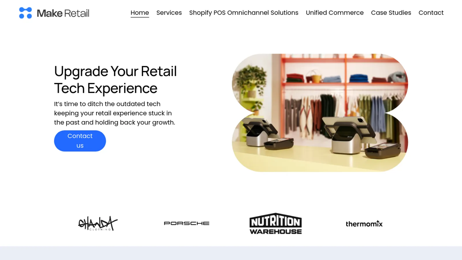 Screenshot of the Make Retail homepage