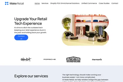 Screenshot of the Make Retail homepage
