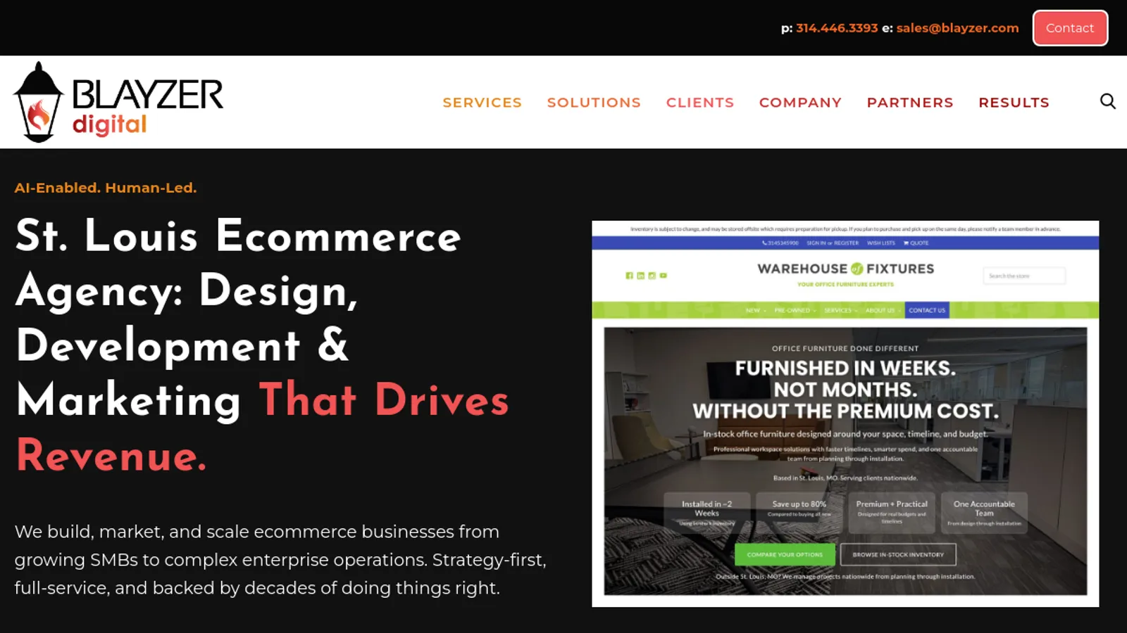 Screenshot of the Blayzer Digital homepage