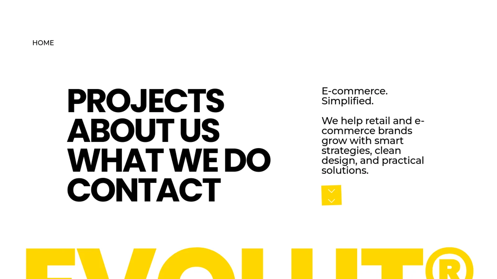 Screenshot of the Evolut homepage