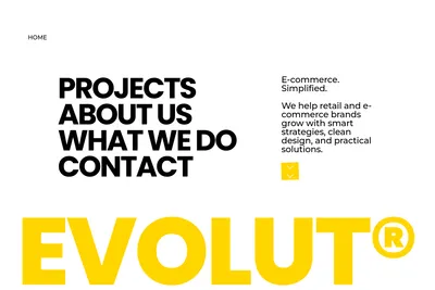 Screenshot of the Evolut homepage