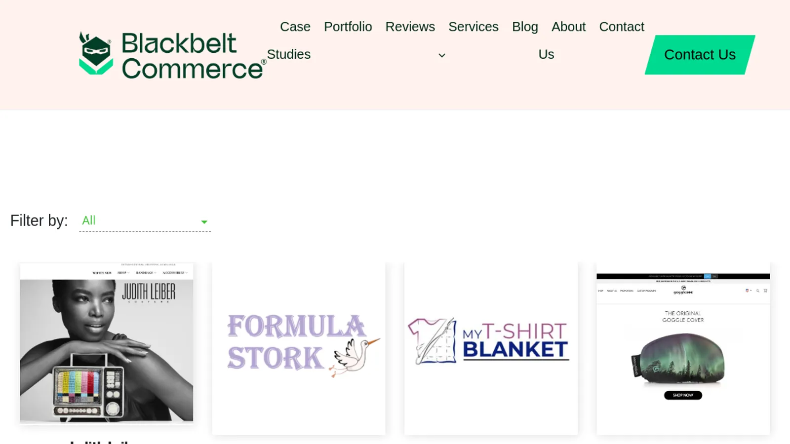 Screenshot of the Blackbelt Commerce homepage