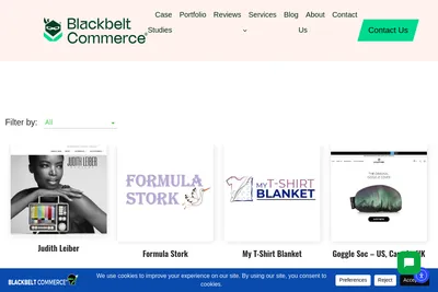 Screenshot of the Blackbelt Commerce homepage