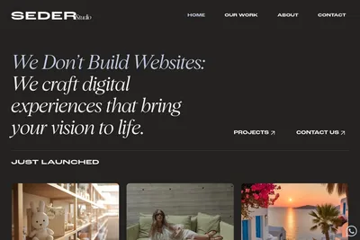 Screenshot of the SEDER Studio homepage