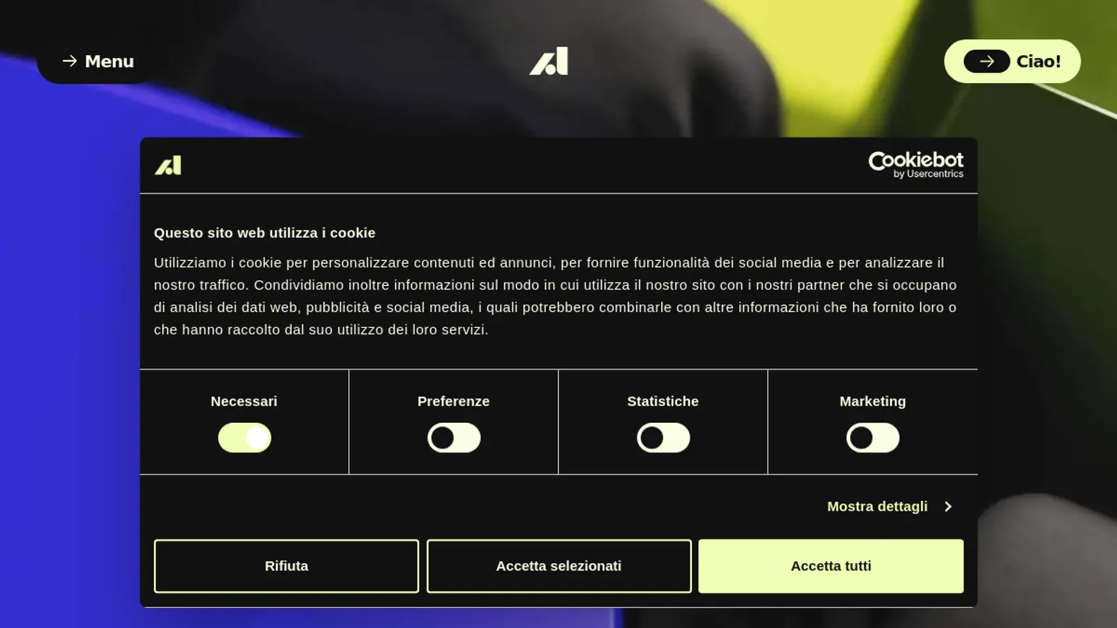Screenshot of the Addlab Milano homepage