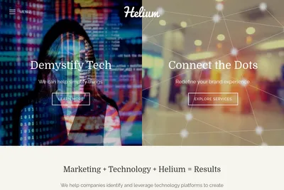 Screenshot of the Helium homepage
