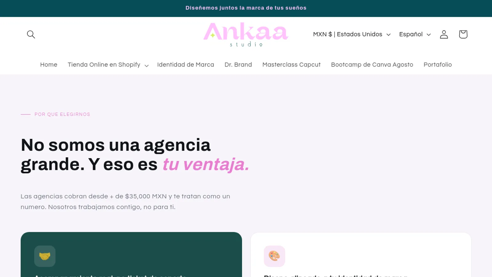 Screenshot of the Ankaa Studio homepage