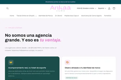 Screenshot of the Ankaa Studio homepage