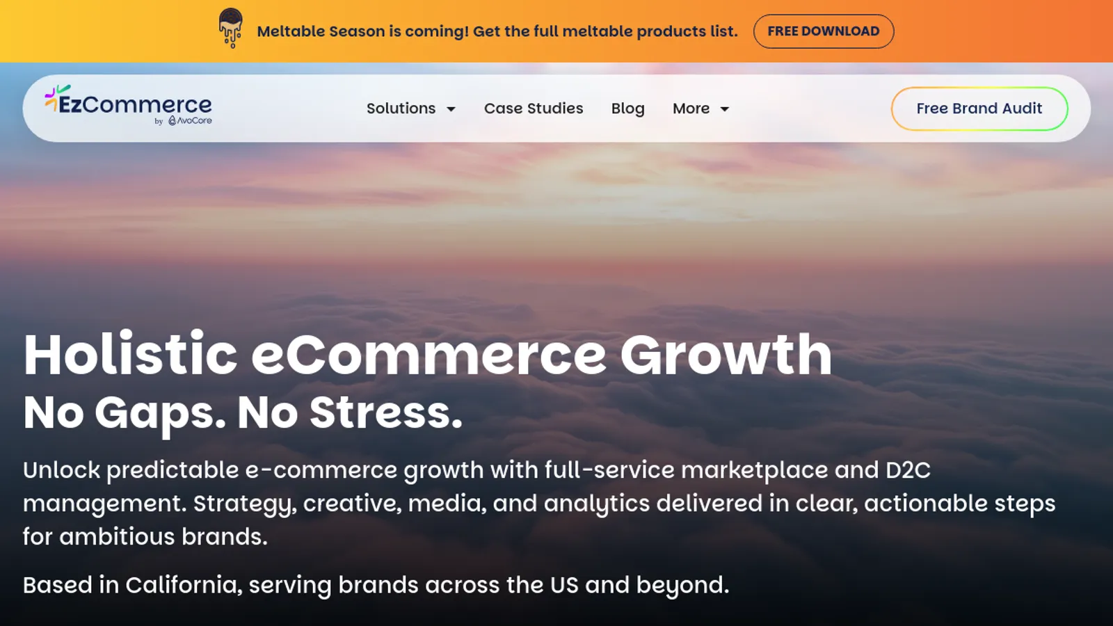 Screenshot of the EZCommerce homepage