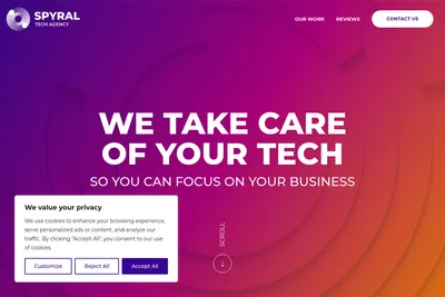 Screenshot of the SpyralAgency homepage