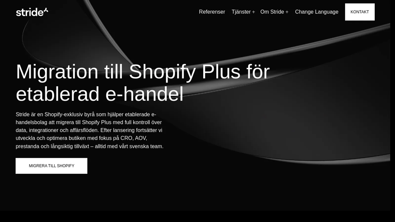 Screenshot of the Stride homepage