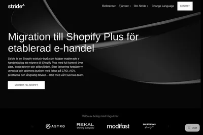 Screenshot of the Stride homepage