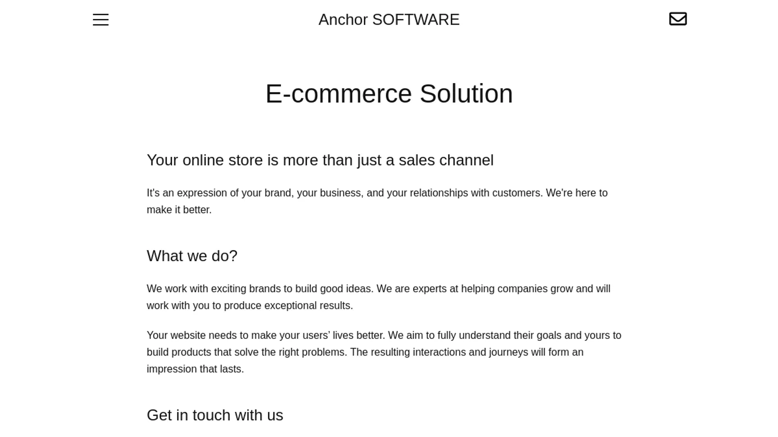 Screenshot of the ANCHOR SOFTWARE PROPRIETARY LIMITED homepage