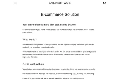 Screenshot of the ANCHOR SOFTWARE PROPRIETARY LIMITED homepage
