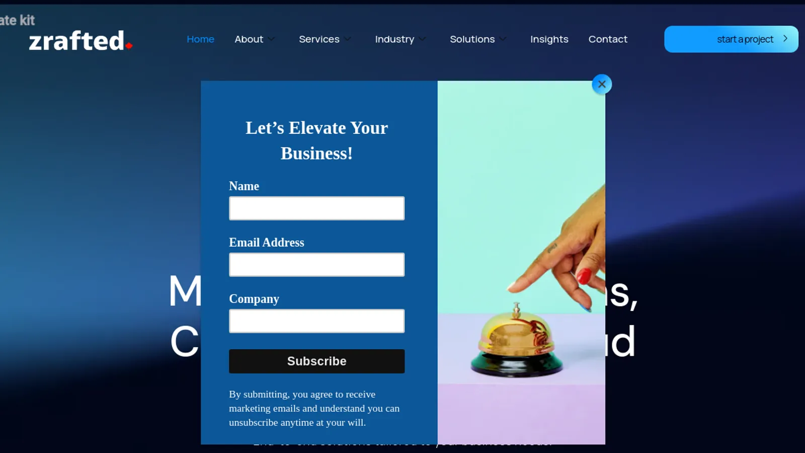 Screenshot of the Zrafted Inc. homepage
