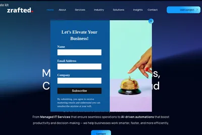 Screenshot of the Zrafted Inc. homepage