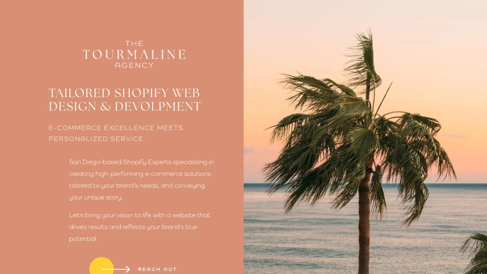 Screenshot of the The Tourmaline Agency homepage