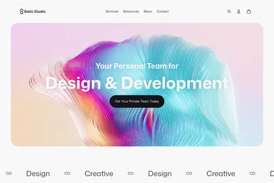 Screenshot of the Batin Studio homepage