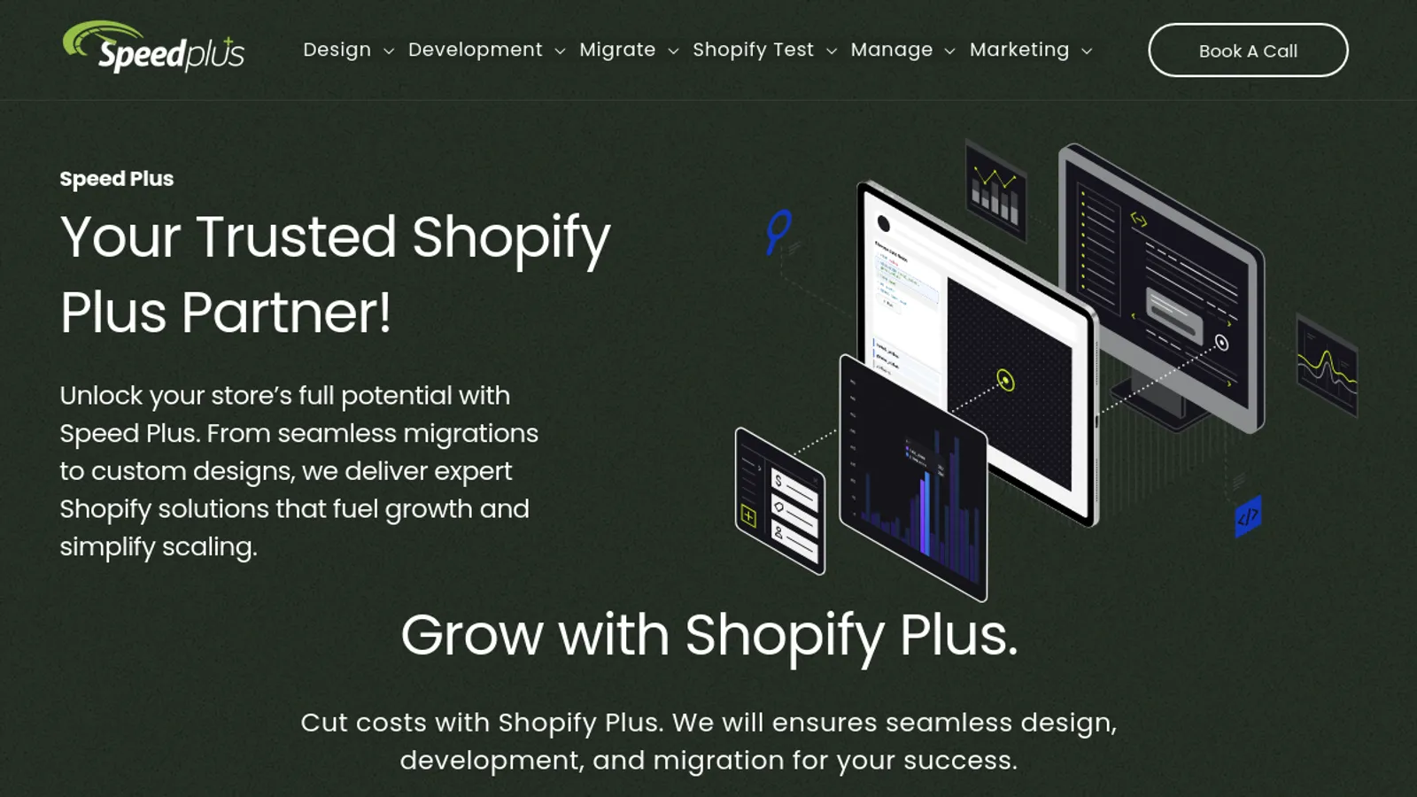 Screenshot of the Speed Plus homepage