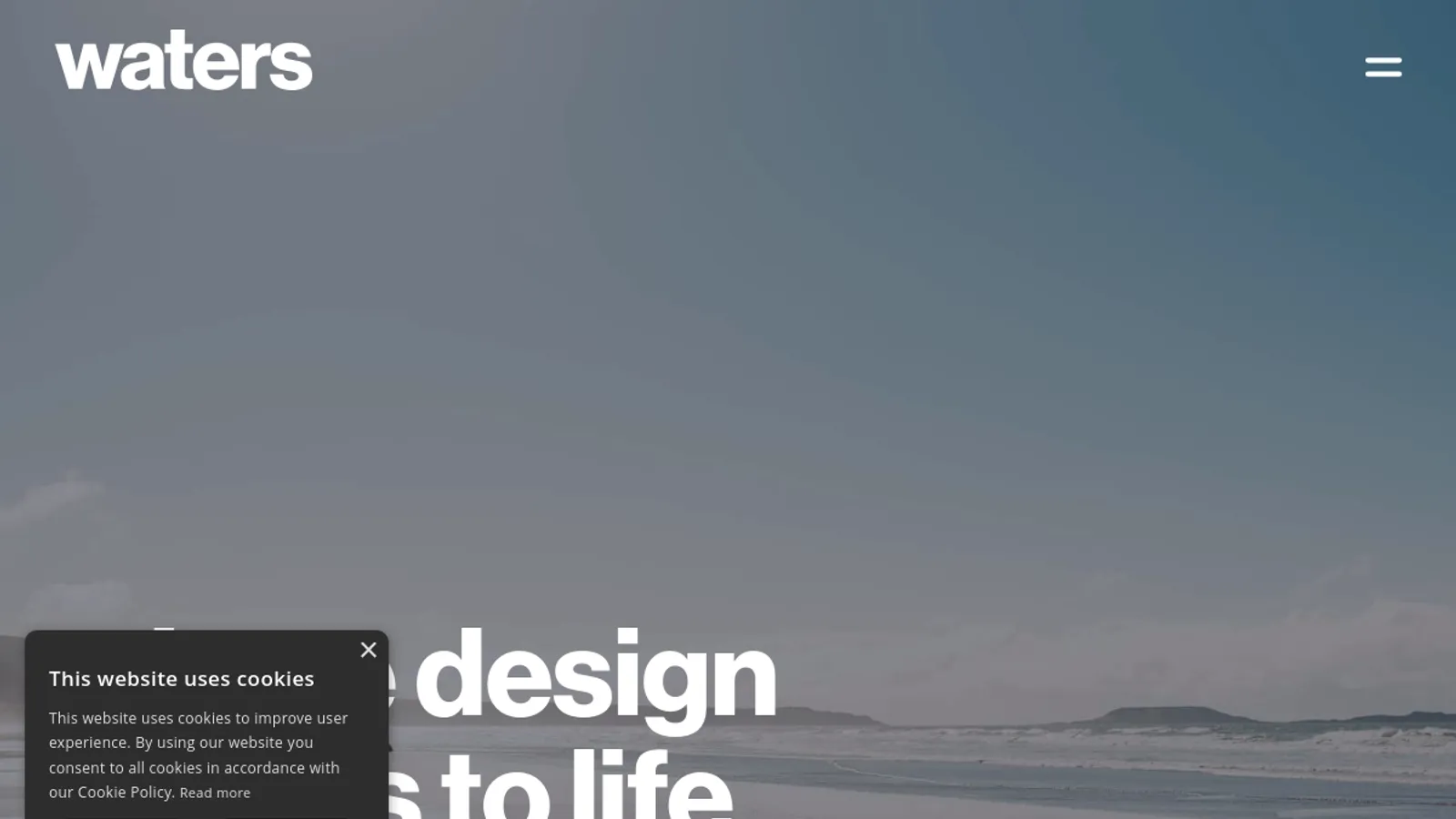 Screenshot of the Waters Creative Ltd homepage