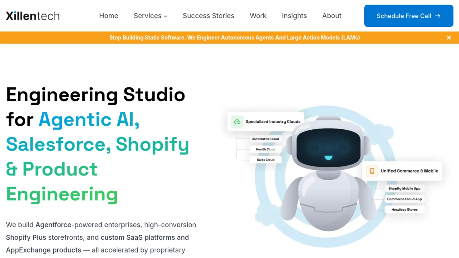 Screenshot of the Xillentech homepage