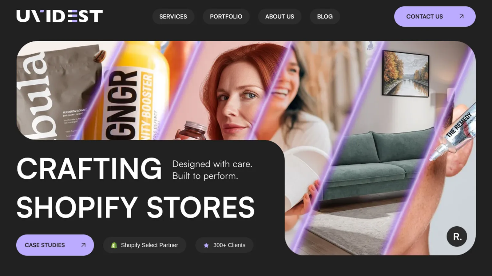 Screenshot of the Uvidest homepage