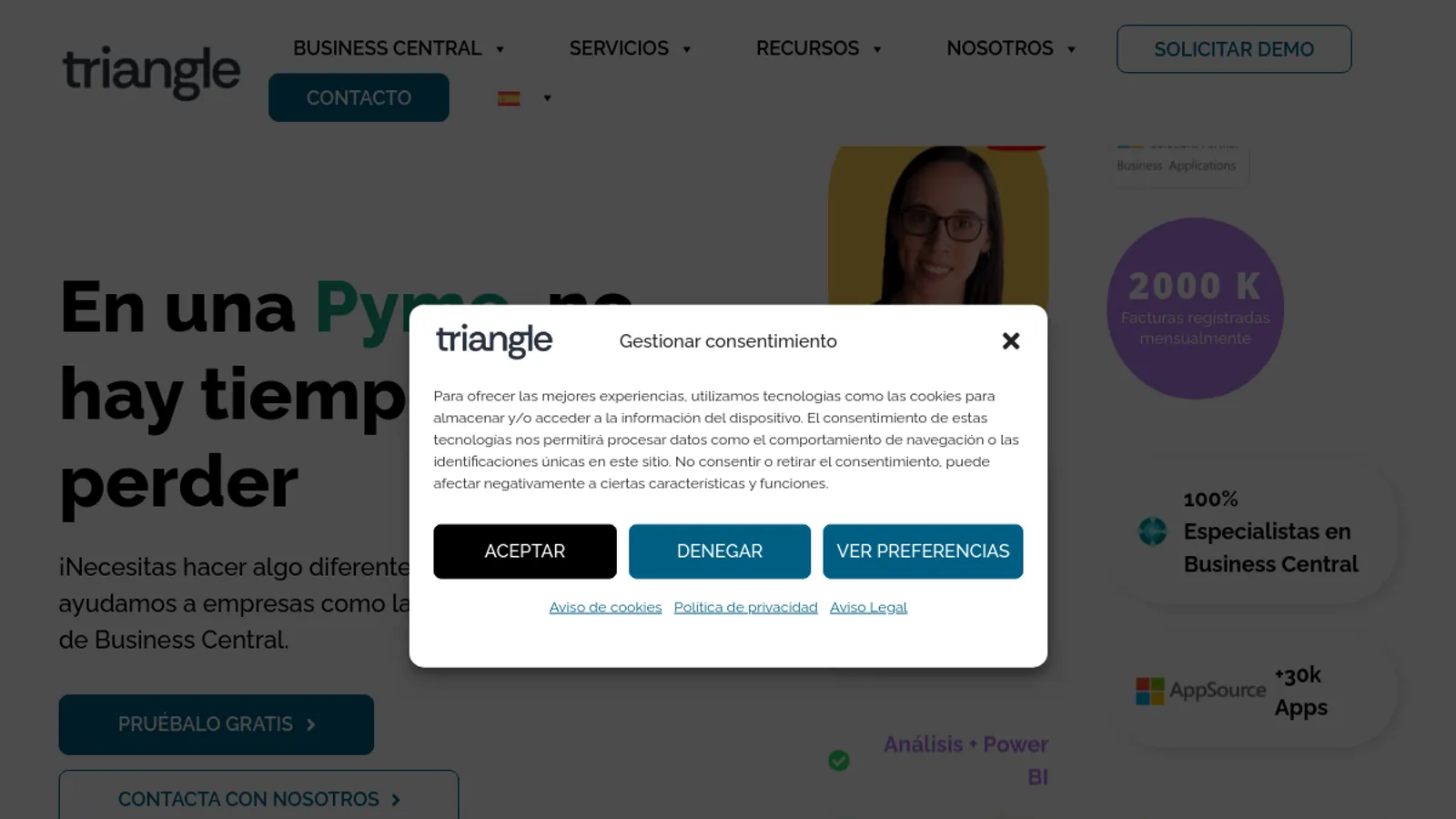 Screenshot of the Triangle homepage