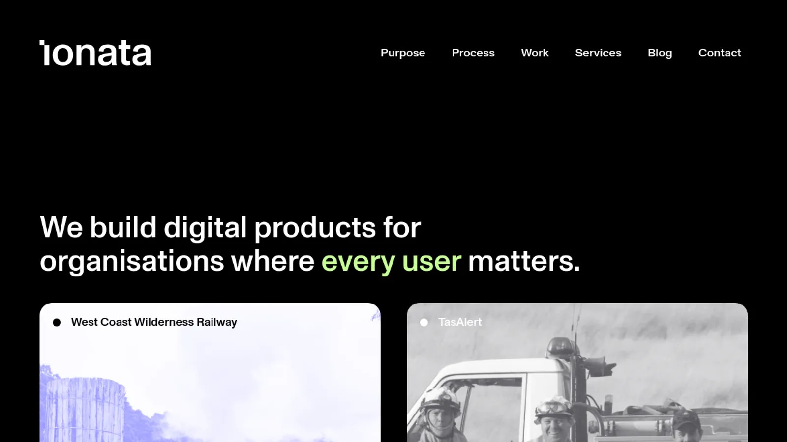 Screenshot of the Ionata Digital homepage