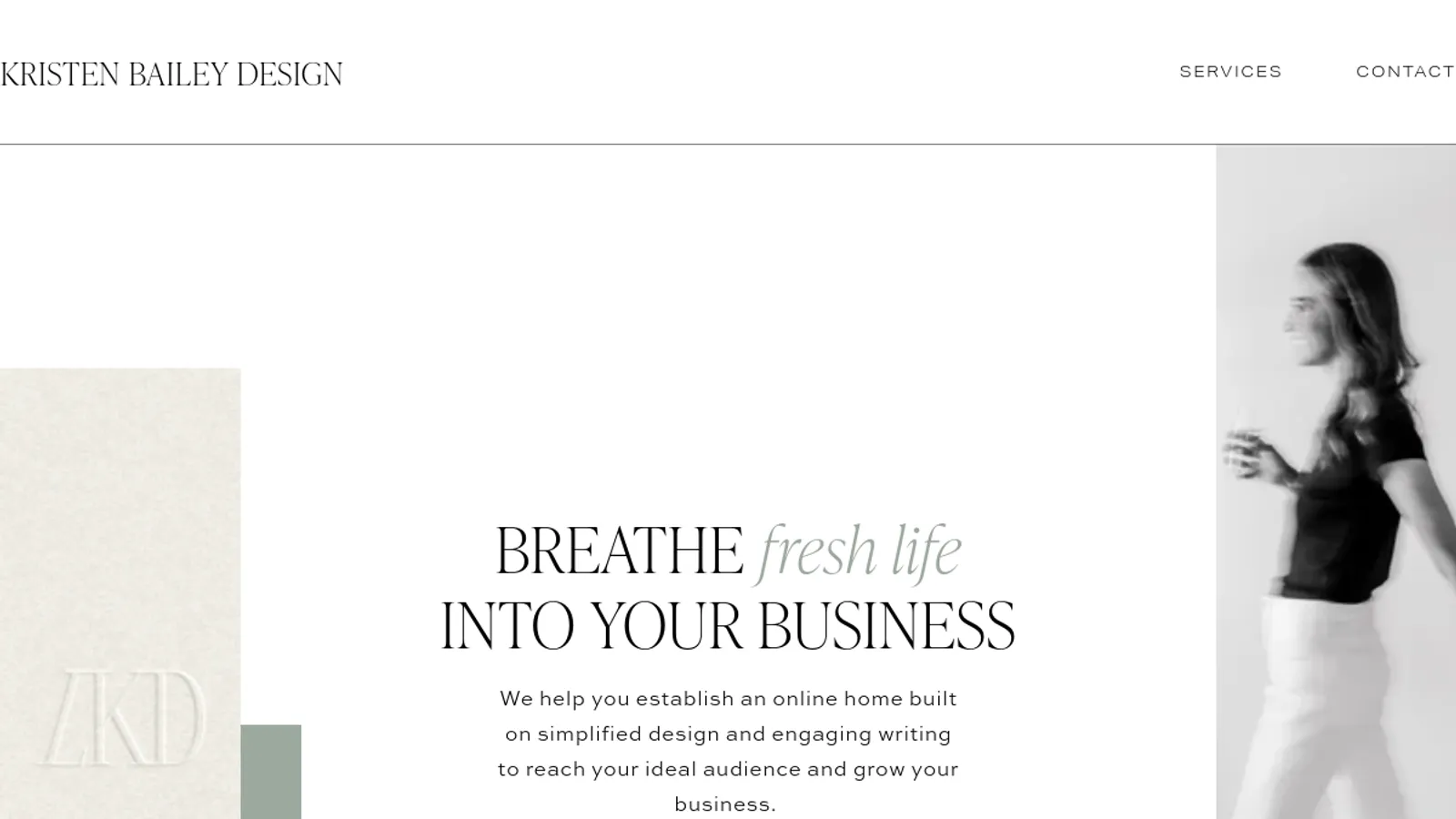 Screenshot of the Kristen Bailey Design homepage
