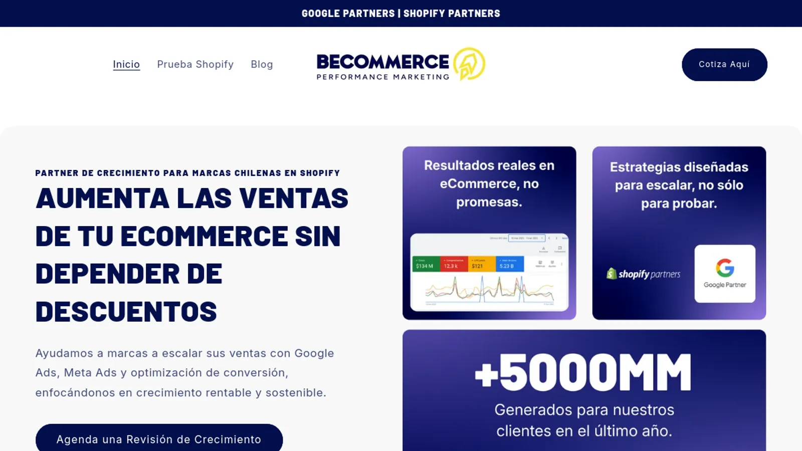Screenshot of the BECOMMERCE SPA homepage