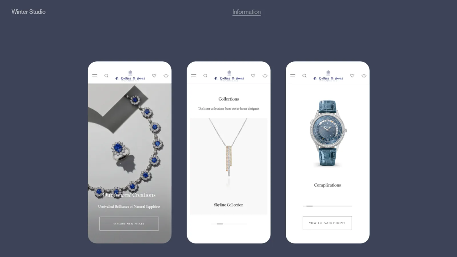 Screenshot of the Winter Studio homepage