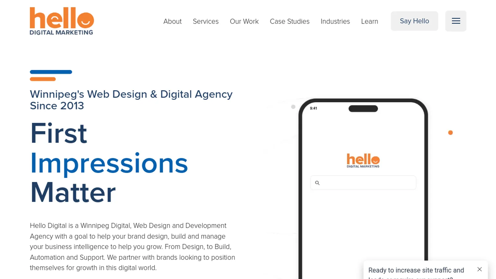 Screenshot of the Hello Digital Marketing Ltd. homepage