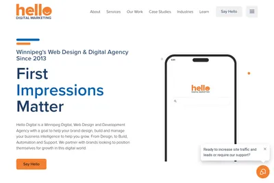Screenshot of the Hello Digital Marketing Ltd. homepage