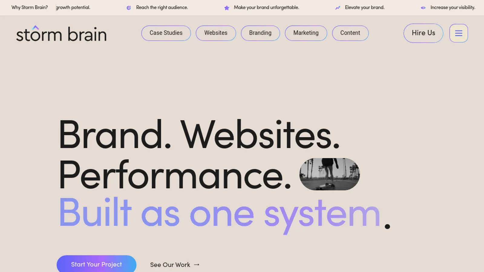 Screenshot of the Storm Brain homepage