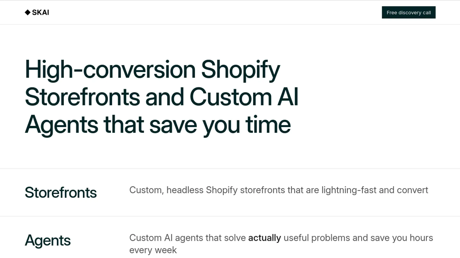 Screenshot of the Skai Digital homepage