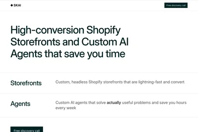 Screenshot of the Skai Digital homepage