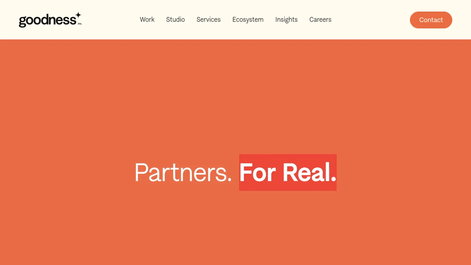 Screenshot of the Goodness, Inc. homepage