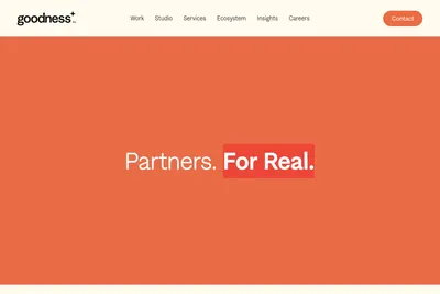 Screenshot of the Goodness, Inc. homepage