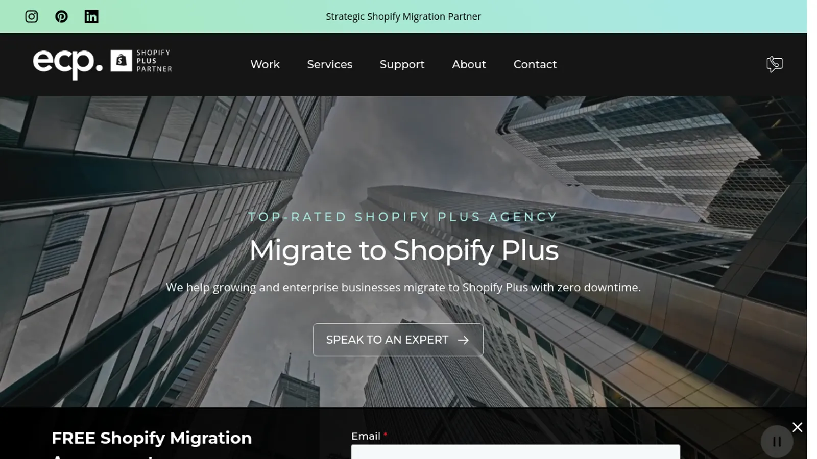 Screenshot of the Ecommerce Pro homepage