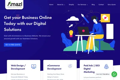 Screenshot of the Amazl homepage