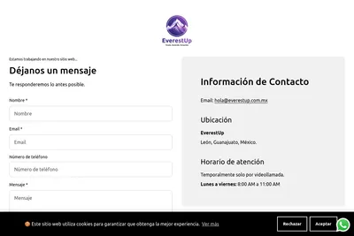 Screenshot of the EverestUp homepage