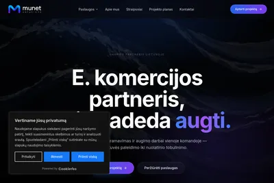 Screenshot of the Munet Solutions homepage