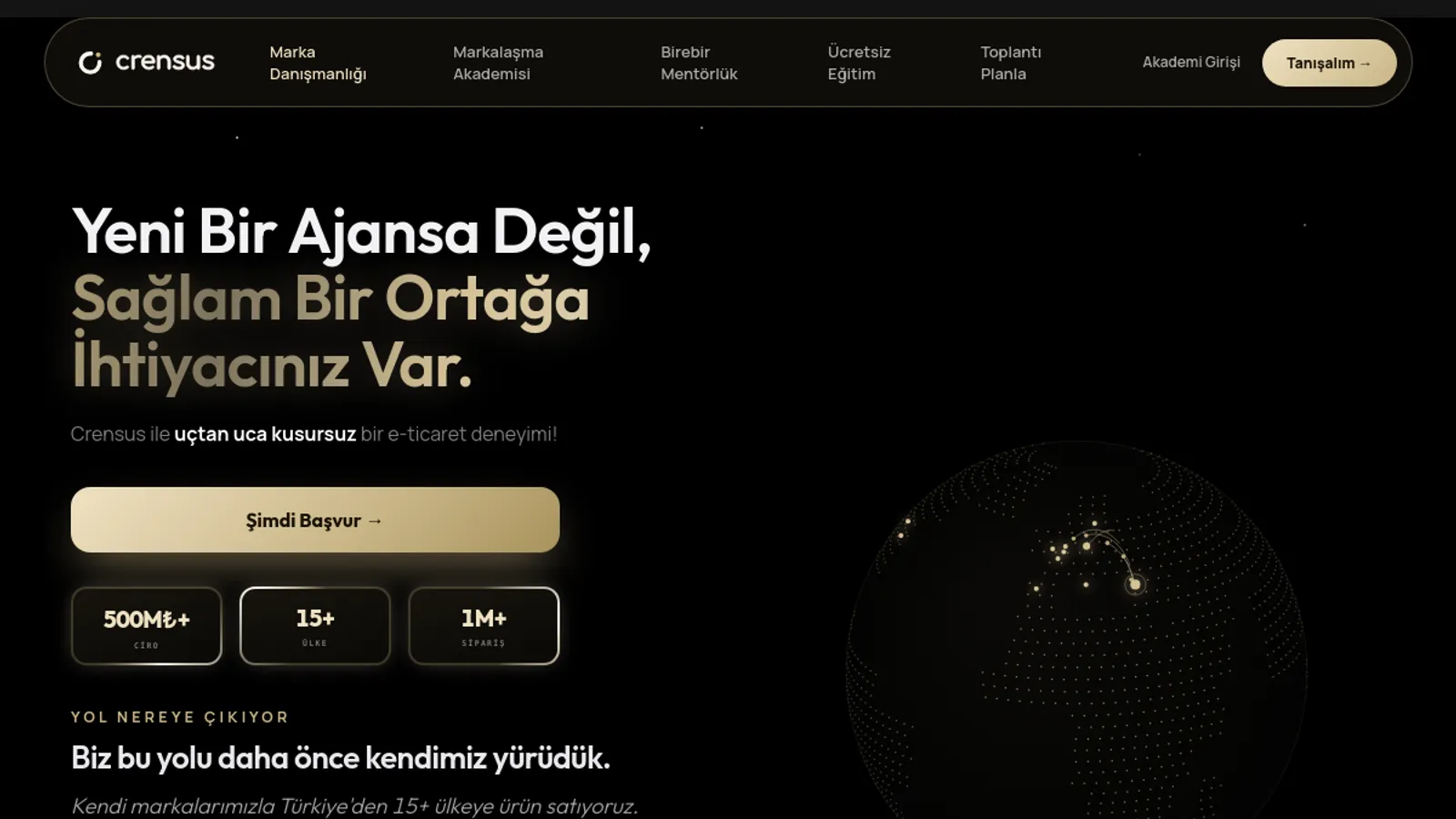 Screenshot of the Crensus Agency homepage